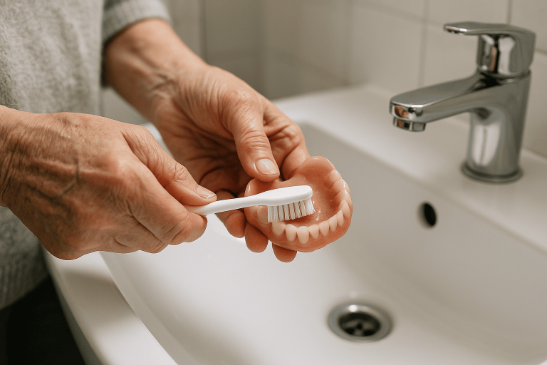 cómo limpiar dentadura postiza